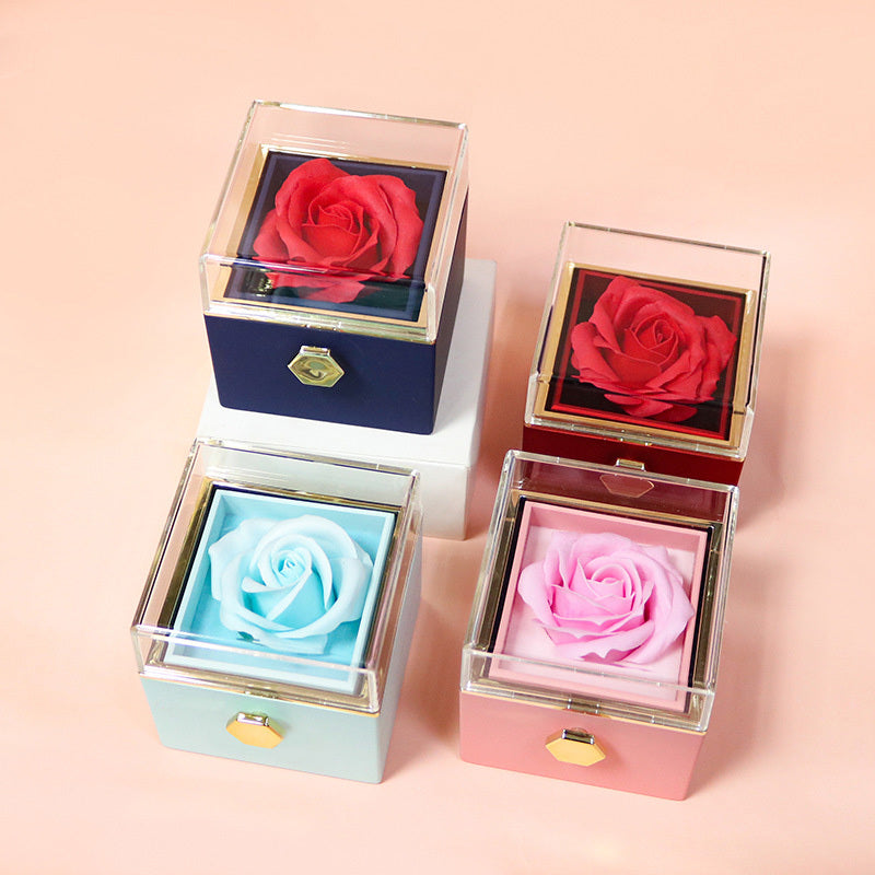 Rotating Rose Jewelry Box Valentine's Day Gift