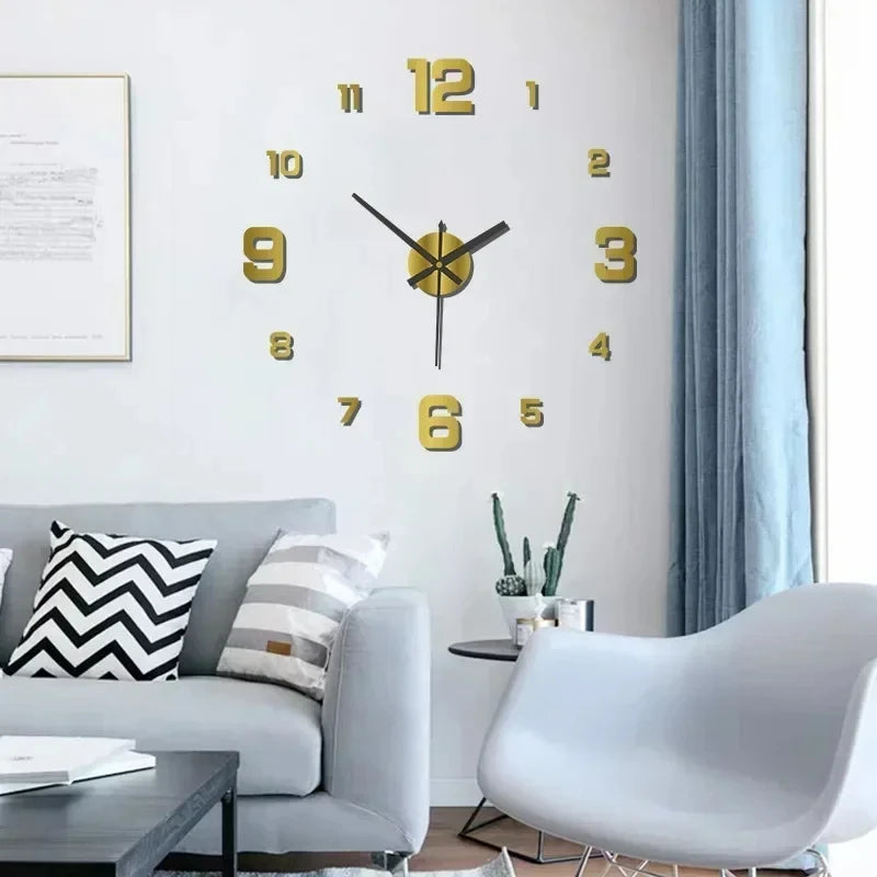 DIY Frameless Wall Clock - Silent Decor for Living Room & desktop